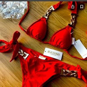 Bahimi Red and Gold chain bikini.